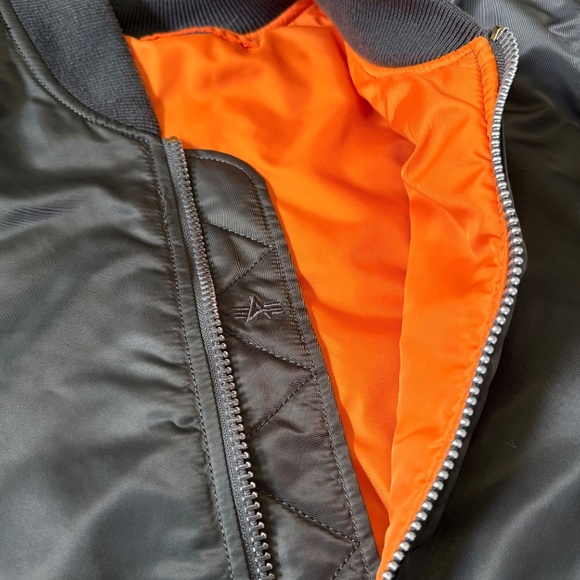 Alpha Industries MA-1 Flight Jacket Bomber Slim Fit Gunmetal Grey Large - Picture 7 of 10